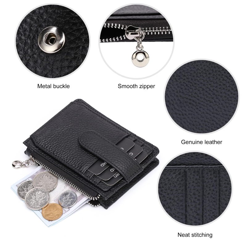Fependu Slim Wallet for Women Thin Womens Card Holder RFID Blocking Genuine Leather Small Wallets Black - Image 5