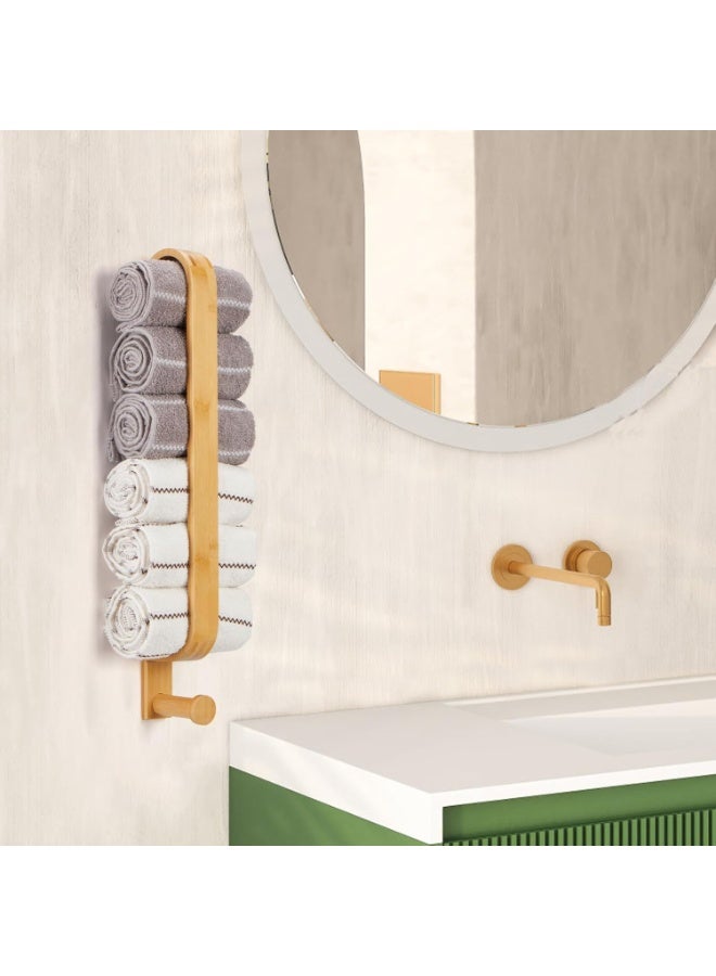 40cm long towel rack, non-slip bamboo towel rail, self-adhesive towel rack, guest towel holder, bathroom/kitchen towel ring, bathroom towel holder, kitchen towel holder, door towel holder - Image 2