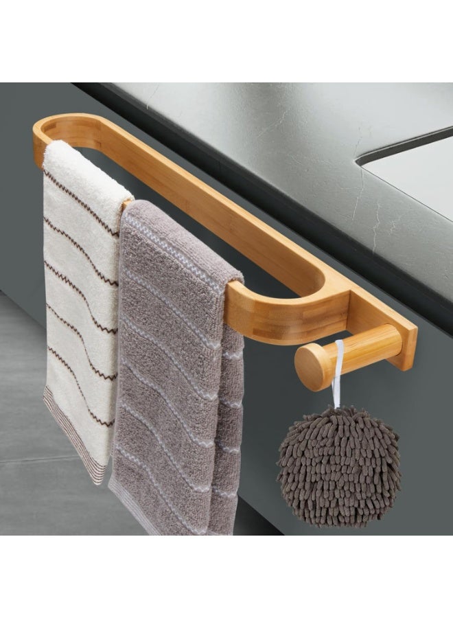 40cm long towel rack, non-slip bamboo towel rail, self-adhesive towel rack, guest towel holder, bathroom/kitchen towel ring, bathroom towel holder, kitchen towel holder, door towel holder - Image 1