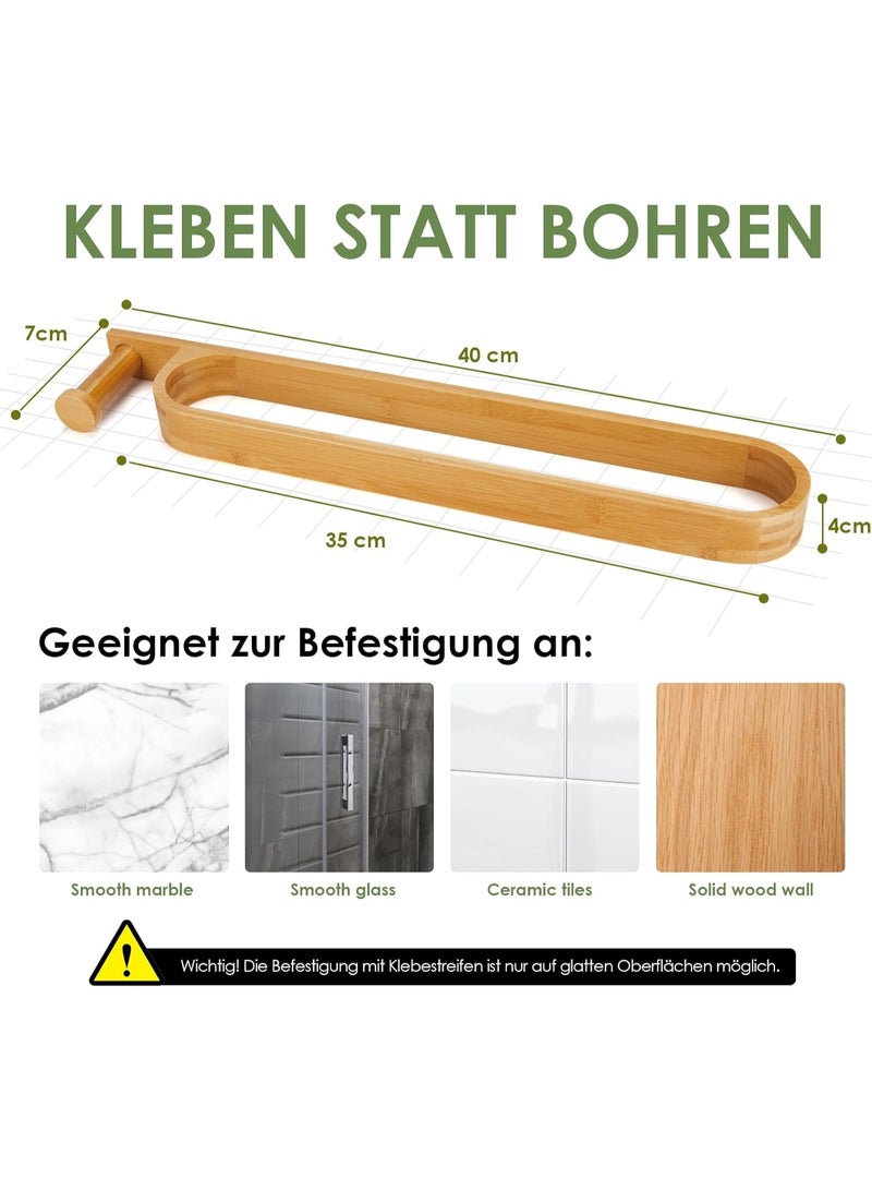 40cm long towel rack, non-slip bamboo towel rail, self-adhesive towel rack, guest towel holder, bathroom/kitchen towel ring, bathroom towel holder, kitchen towel holder, door towel holder - Image 3