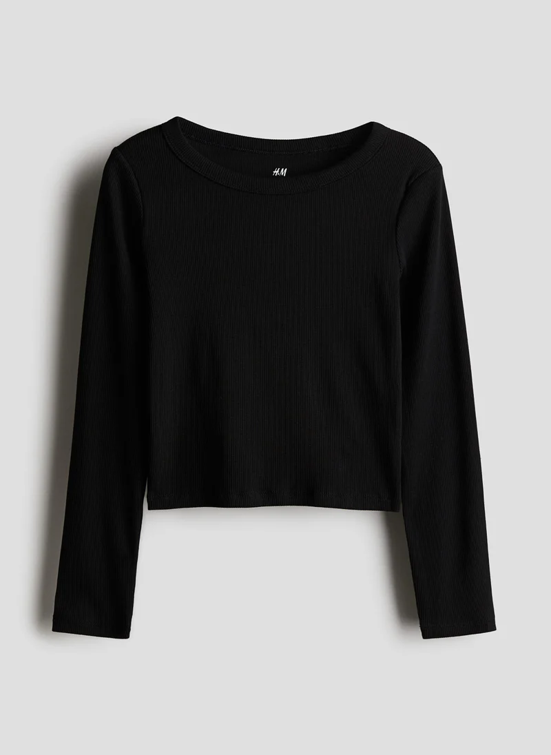 H&M Ribbed Cotton Jersey Top