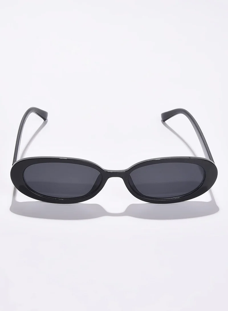 صوص هاوت Black Lens Black Oval Sunglasses