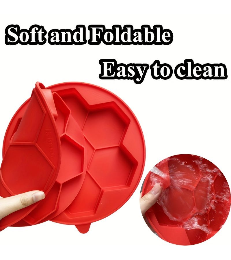 2pcs Set 7 Cavity Hexagon Meat Patties Silicone Mold Food Grade High Temperature Cake Bread Barbecue Reusable DIY Handmade Fried Baking Tool Pudding Jelly Candy Easy Clean Quick Demold Kitchen Supplies - Image 5