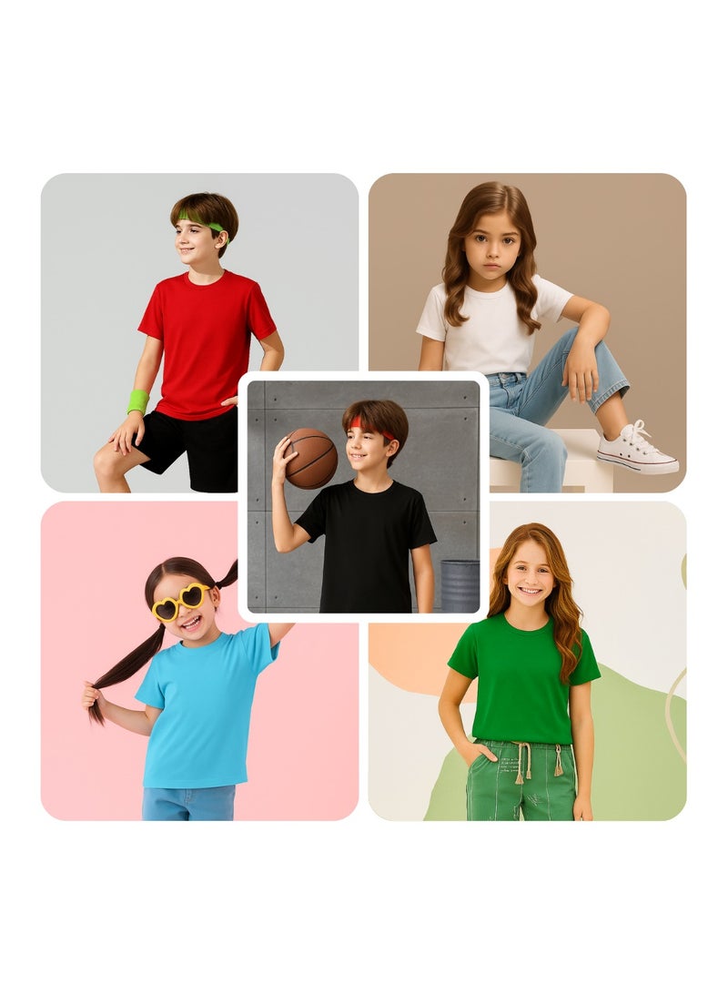 برينت شوب فور مي مجموعة تي شيرت للأولاد الصغار مكونة من 5 قطع - تي شيرت قطني بأكمام قصيرة - رقبة دائرية - تي شيرت سادة للأولاد والبنات للجنسين - Image 2