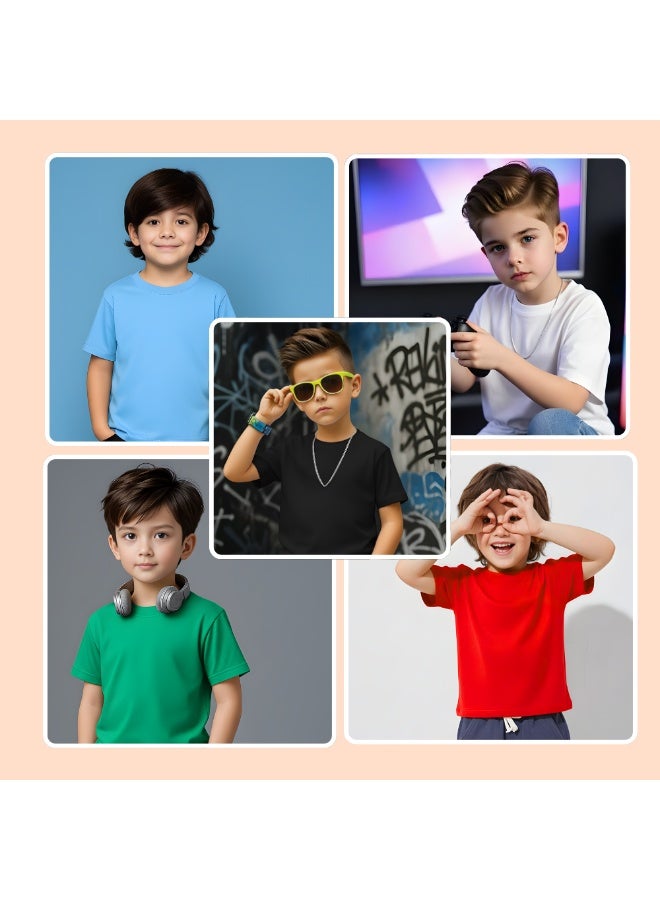 برينت شوب فور مي مجموعة من 5 تيشرتات للأولاد - تيشرتات قطنية ناعمة برقبة دائرية وأكمام قصيرة للارتداء اليومي - مقاس مريح للمدرسة والاستخدام اليومي واللعب في الهواء الطلق ورحلات نهاية الأسبوع والسفر - Image 2