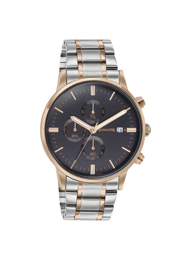 Sonata 77145KM01 Men’s Watch – Multifunction Black Dial, Two-Tone Stainless Steel Bracelet, Quartz Movement - Image 2