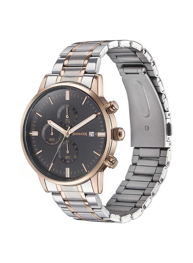 Sonata 77145KM01 Men’s Watch – Multifunction Black Dial, Two-Tone Stainless Steel Bracelet, Quartz Movement - Image 3