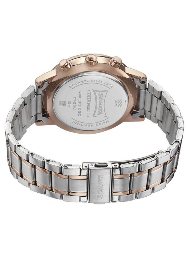 Sonata 77145KM01 Men’s Watch – Multifunction Black Dial, Two-Tone Stainless Steel Bracelet, Quartz Movement - Image 5