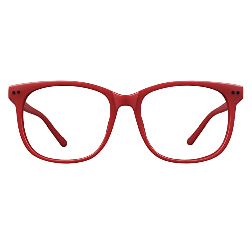 GQUEEN Fake Non Prescription Glasses Clear Lens for Women Men Oversized Frame UV400 Protection Matte Red, 201581 - Image 5