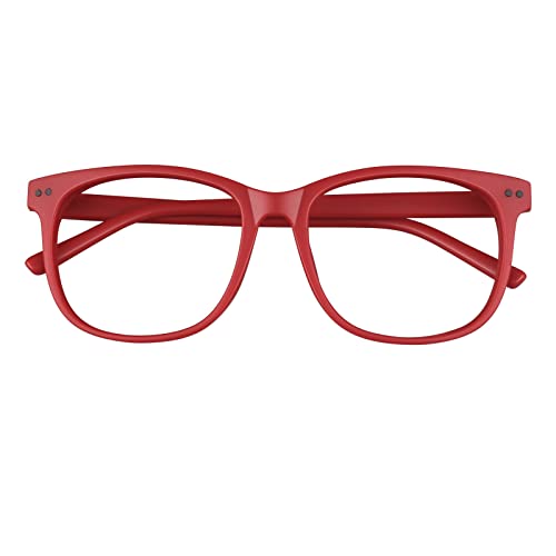 GQUEEN Fake Non Prescription Glasses Clear Lens for Women Men Oversized Frame UV400 Protection Matte Red, 201581 - Image 3