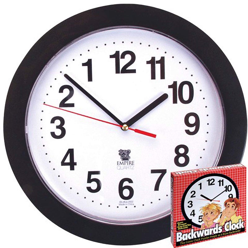 Empire Magic Loftus Black Backwards Wall Clock, Runs Counterclockwise and Reverse - Image 5