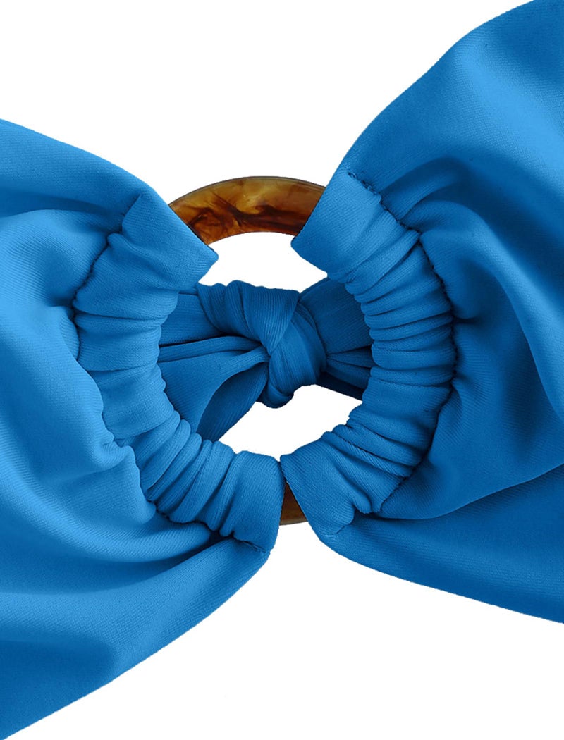 ZAFUL بيكيني زافول للنساء بدون حمالات مع حلقة O، تصميم قابل للتعديل، قص عالي، قطعتين، ملابس سباحة (0-أزرق داكن، M) - Image 5