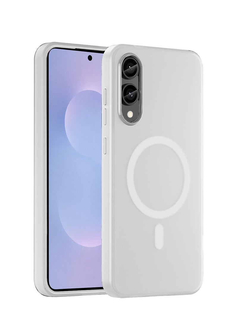 Wtech Samsung Galaxy S25 Edge 5G 2025 Syndee Series Hybrid Translucent Magsafe with Magnetic Charging Raised Camera Lips Elegant Look Case Cover - White - Image 1