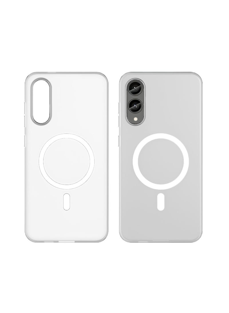 Wtech Samsung Galaxy S25 Edge 5G 2025 Syndee Series Hybrid Translucent Magsafe with Magnetic Charging Raised Camera Lips Elegant Look Case Cover - White - Image 2