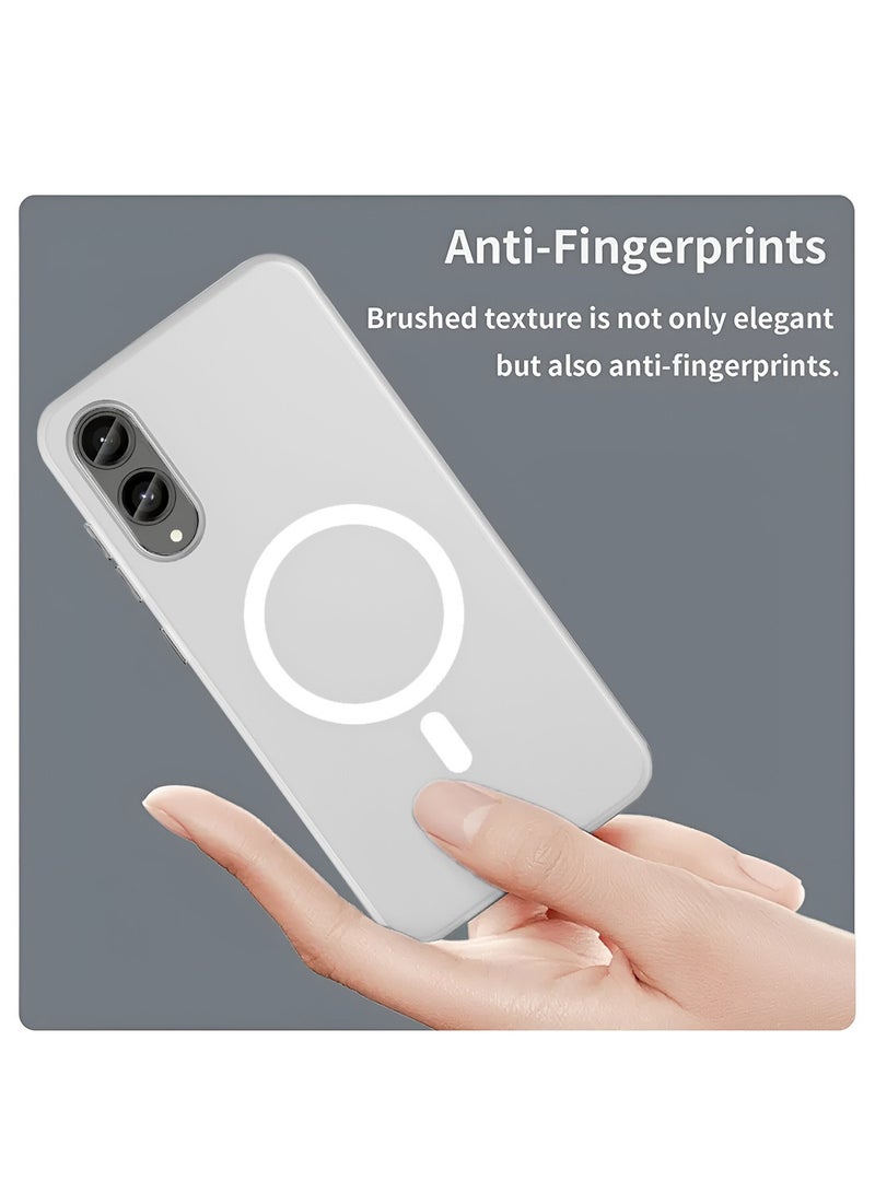 Wtech Samsung Galaxy S25 Edge 5G 2025 Syndee Series Hybrid Translucent Magsafe with Magnetic Charging Raised Camera Lips Elegant Look Case Cover - White - Image 3