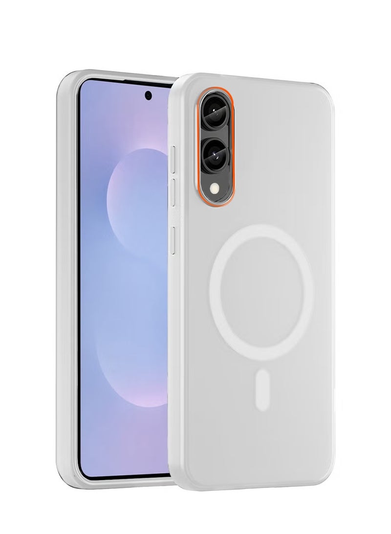 Wtech Samsung Galaxy S25 Edge 5G 2025 Syndee Series Hybrid Translucent Magsafe with Magnetic Charging Raised Camera Lips Elegant Look Case Cover - White - Image 5