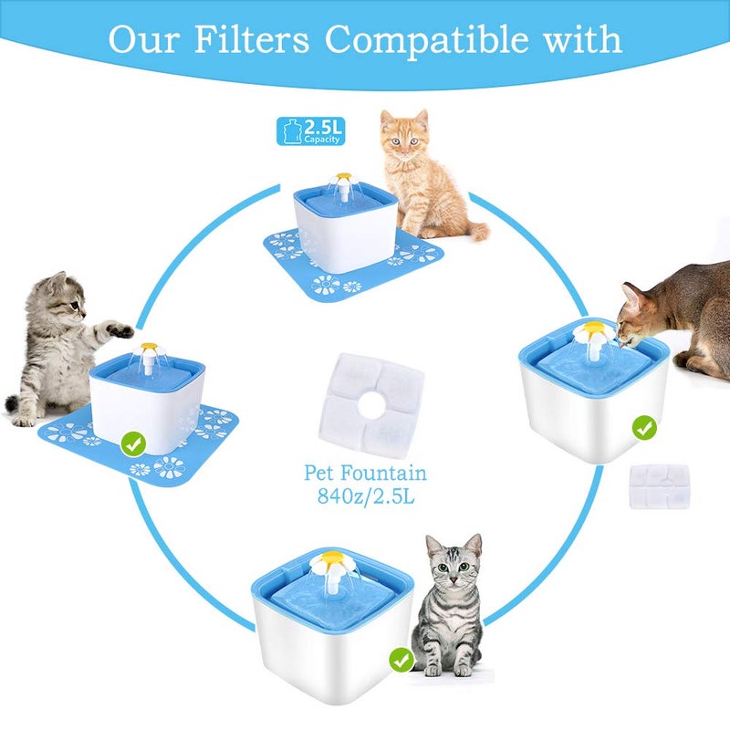 DEWEL Cat Water Fountain Filters, 8 Packs Filter for Automatic Cat Water Filter, Carbon Replacement Filter for 84oz/2.5L Pet Water Fountain, Dog Water Dispensers - Image 2