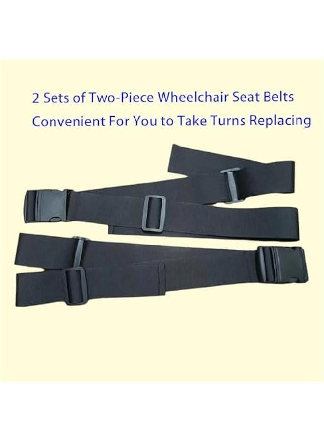 Generic Adjustable Two-Piece Universal Seat Belt for Wheelchair Safety - Prevent Sliding and Falls - Suitable for Seniors, Disabled, and Medical Patients - Black (Set of 2)  - Image 2