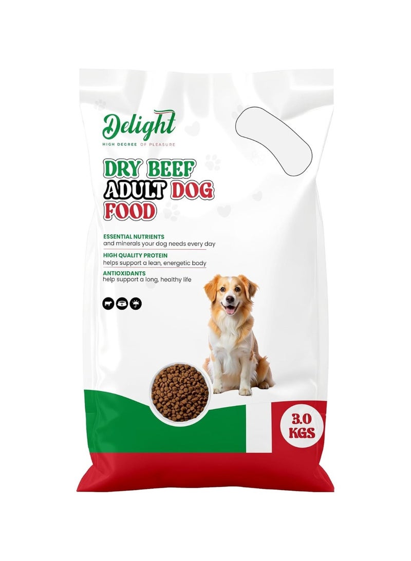 Delight Dry Beef Adult Dog Food 3kg - Image 1