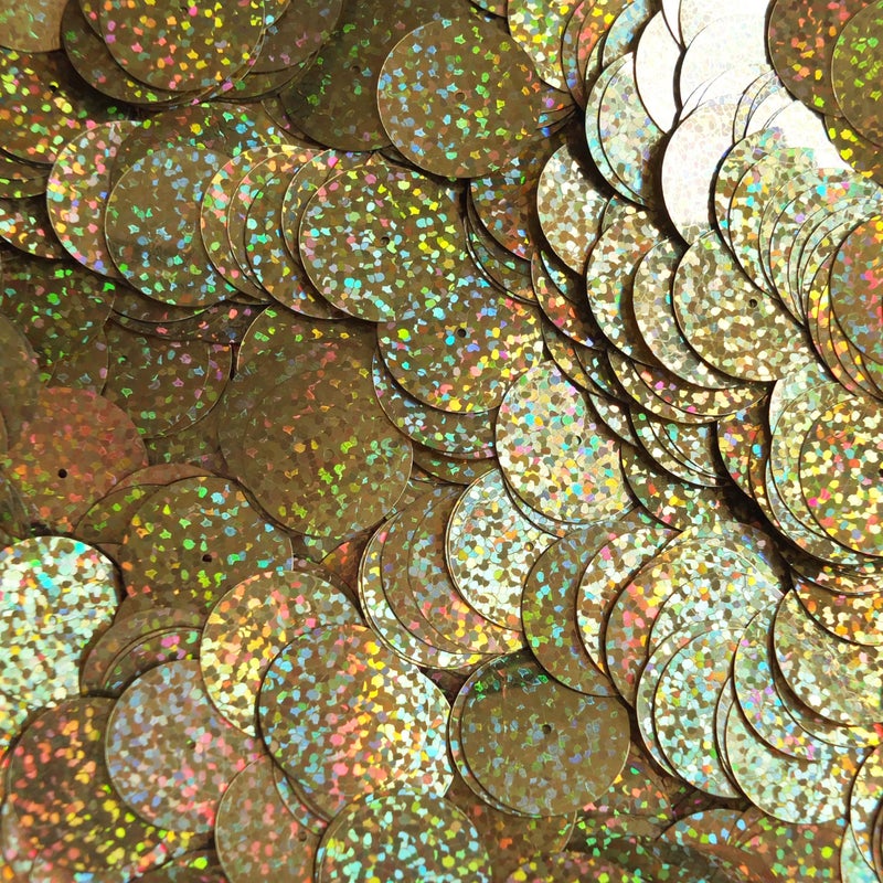 20mm Sequin Gold Hologram Glitter Sparkle Metallic Center Hole Made in USA