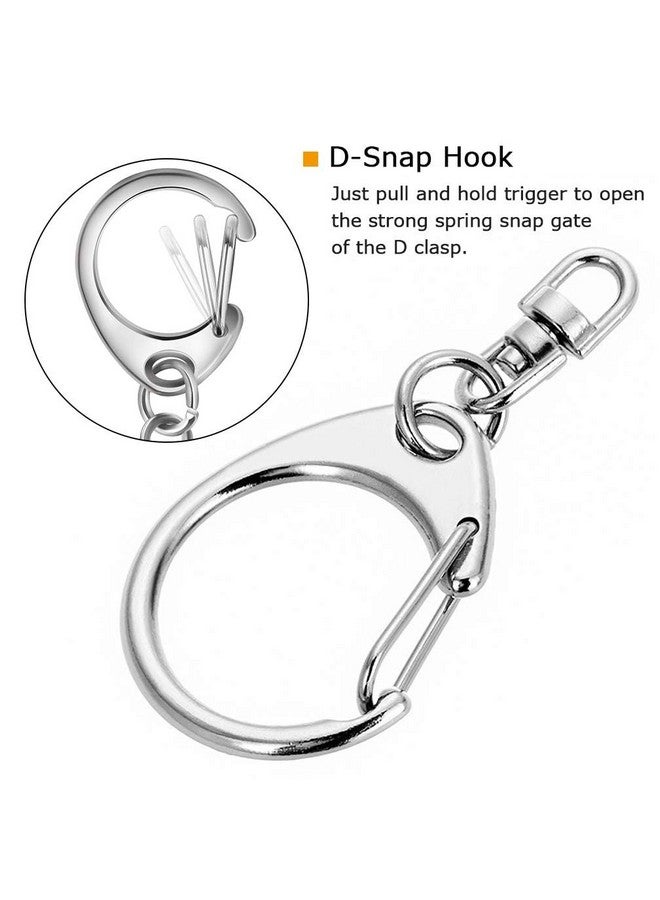 Evaluemart 10 Pcs Key Ring with Chain, Silvery D Swivel Snap Hook Split Keychain Parts, Metal Key Ring Hardware with 8mm Open Jump Ring and Connector, Make Your Own Key Ring - Image 3