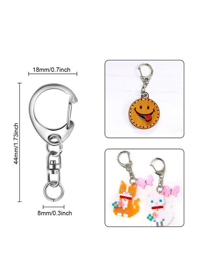 Evaluemart 10 Pcs Key Ring with Chain, Silvery D Swivel Snap Hook Split Keychain Parts, Metal Key Ring Hardware with 8mm Open Jump Ring and Connector, Make Your Own Key Ring - Image 2