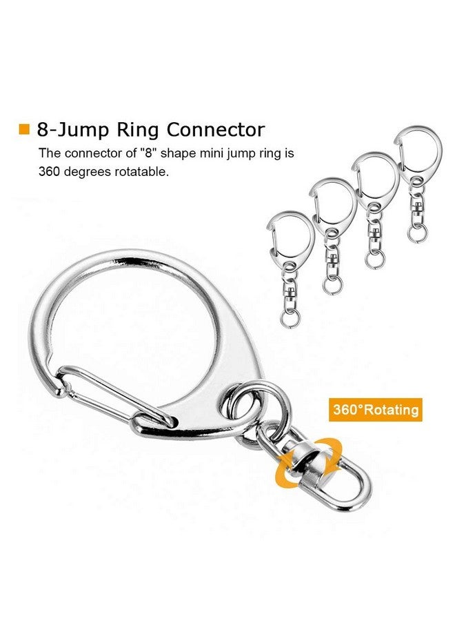 Evaluemart 10 Pcs Key Ring with Chain, Silvery D Swivel Snap Hook Split Keychain Parts, Metal Key Ring Hardware with 8mm Open Jump Ring and Connector, Make Your Own Key Ring - Image 4