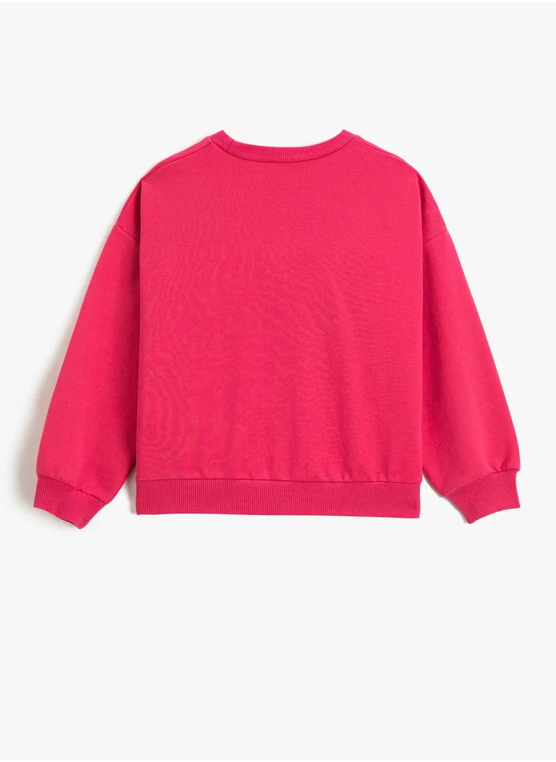 KOTON Basic Sweatshirt Printed Detail Long Sleeve Crew Neck