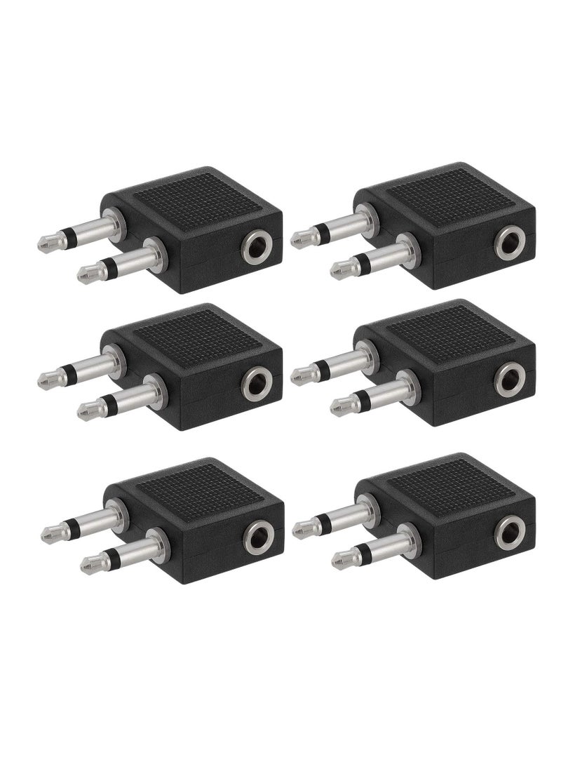 SUNSAR Airplane Headphone Adapter, 6 Pcs Airline Flight Headphone Converter Sliver Plated 3.5mm Male to 3.5mm Female Stereo Aux Jack Headphone Adapter Compatible with More Headphones  - Image 1