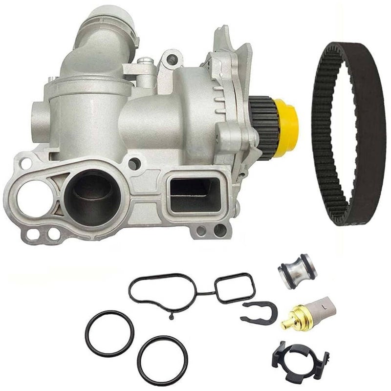 Aluminum Water Pump With Belt Compatible with for Audi A3 A4 TT For VW Tiguan Jetta Golf GTI Eos Beetle CC 20T TSI 06H121026AB 06H121026AE 1312460 06H121026AF