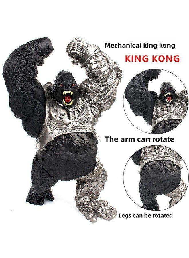 لعبة مجسمة كبيرة من المطاط الناعم King Kong Joint Movable War Monster Orangutan نموذج لعبة زينة يدوية للرجال - اللون: فضي ميكانيكي King Kong (5 مفاصل متحركة) [عاري]] - Image 4