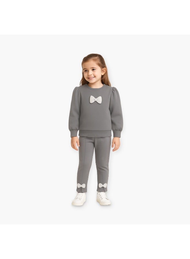 Luay Girl Winter Co-ord Set | Organic Cotton Fleece Top & Bottom | SoftCozy Winter Wear | Stylish Outfit ( Grey) - Image 1