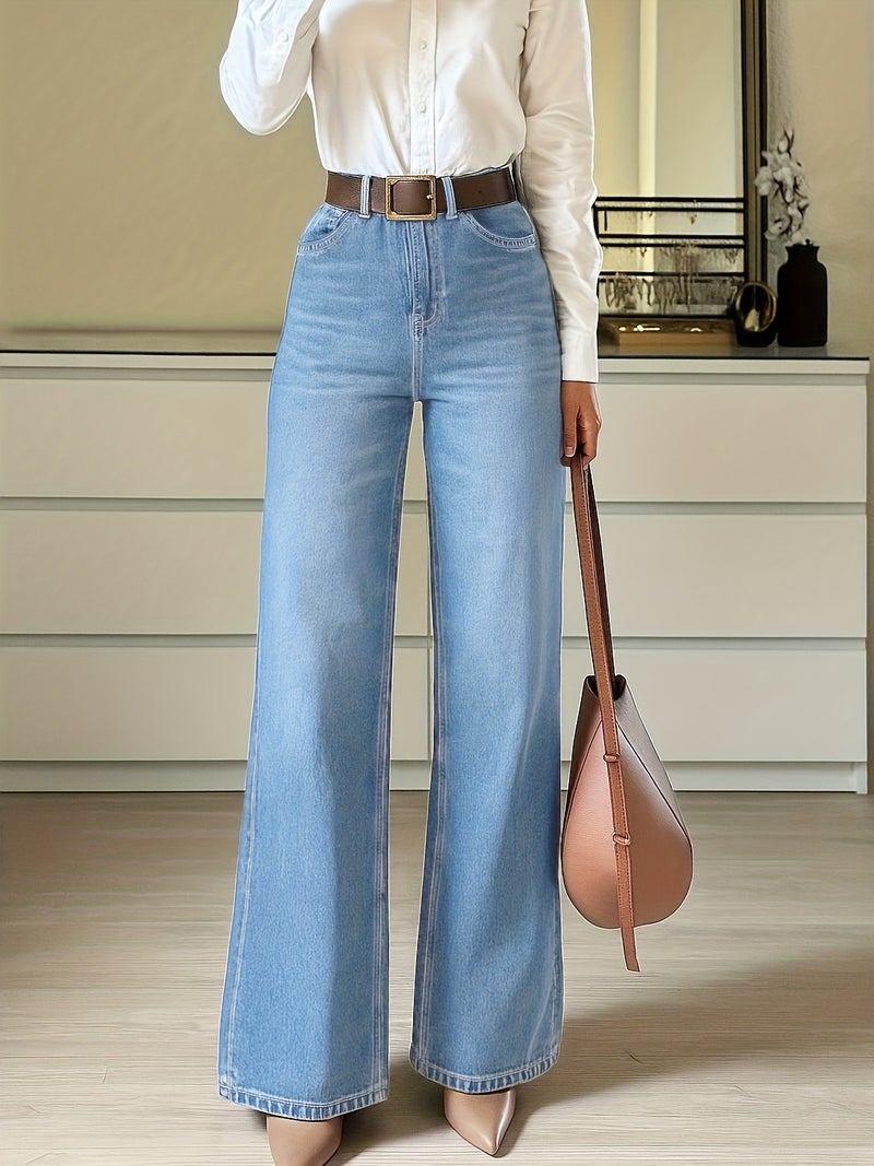 996500# Women's Denim Pants, Fashionable and Elegant, Soft and Comfortable, Casual and Trendy, Loose and Versatile Wide-Leg Women's Denim Pants - Image 2