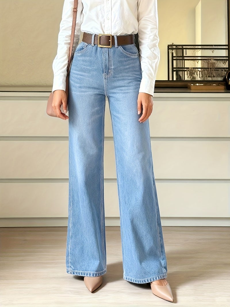996500# Women's Denim Pants, Fashionable and Elegant, Soft and Comfortable, Casual and Trendy, Loose and Versatile Wide-Leg Women's Denim Pants - Image 5