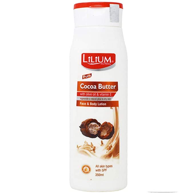 Lilium Cocoa Butter Face & Body Lotion 350ml, Hydrate & Natural Glow, Moisturization, Anti-Aging, Soothing, Antioxidant Defense, Non-Greasy, Radiant Skin, All Skin Type With SPF - Image 1
