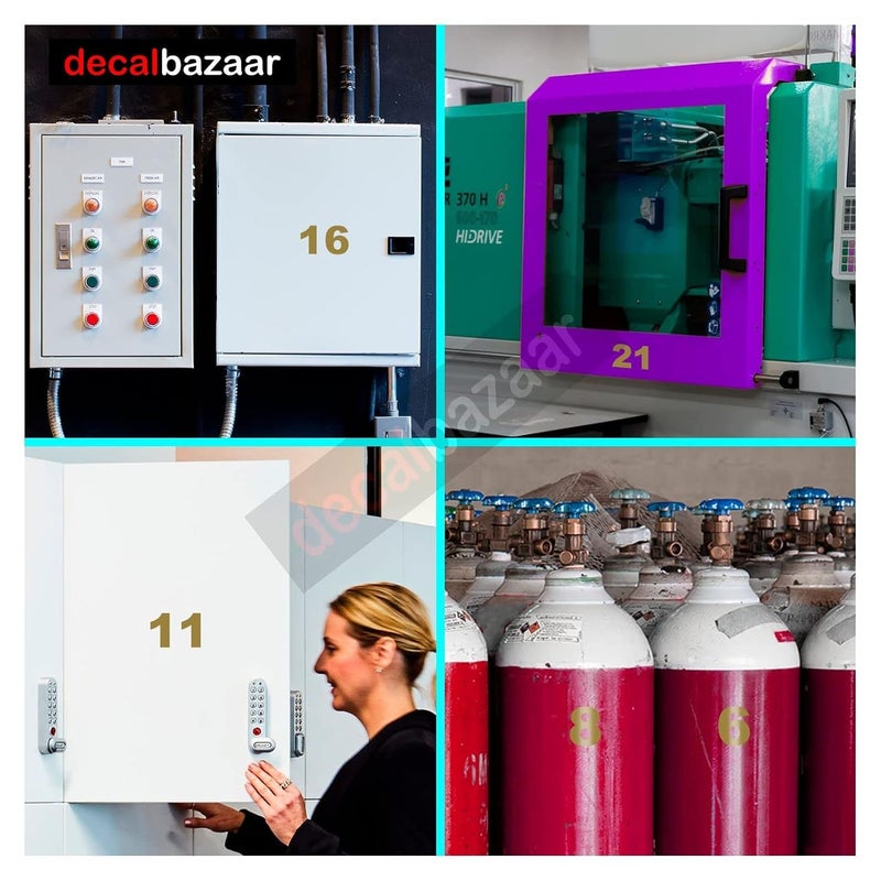 decalbazaar رقم لملصق زجاج السيارة اللامع 3 بوصات ذهبي (مجموعة 2) ، (رمز 15) - Image 5