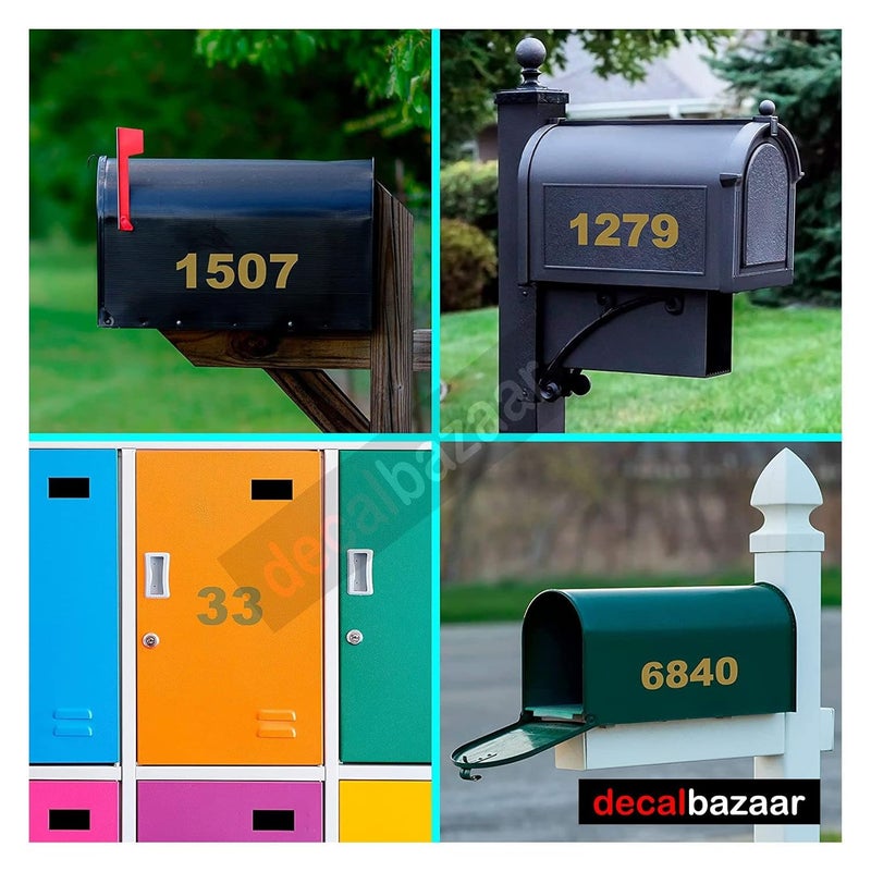 decalbazaar رقم لملصق زجاج السيارة اللامع 3 بوصات ذهبي (مجموعة 2) ، (رمز 15) - Image 2