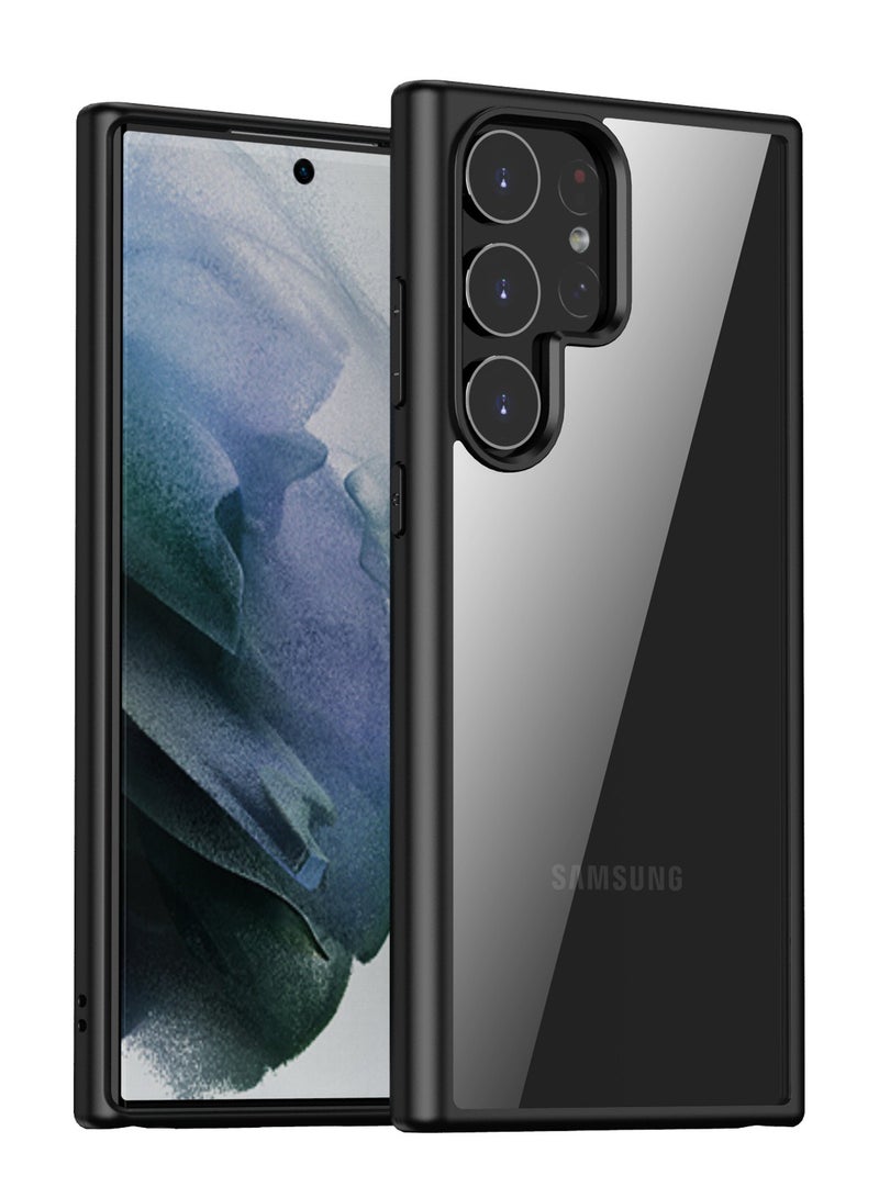 غطاء حماية غير لامع لهاتف سامسونج جالاكسي اس 23 الترا 5 جي بحجم 6.8 انش ،فضي شفاف واقي من الخلف ،مضاد لبصمات الأصابع (أسود) - Image 1