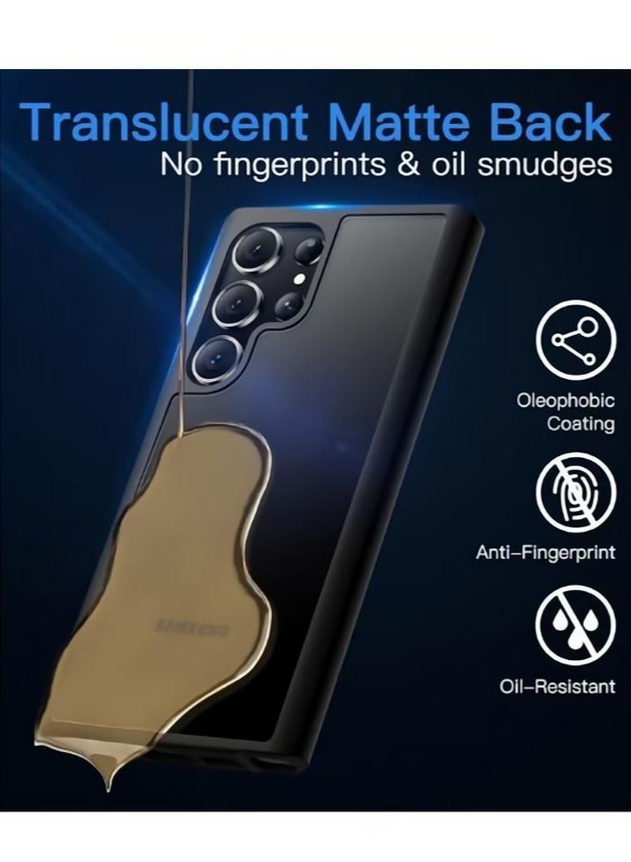 غطاء حماية غير لامع لهاتف سامسونج جالاكسي اس 23 الترا 5 جي بحجم 6.8 انش ،فضي شفاف واقي من الخلف ،مضاد لبصمات الأصابع (أسود) - Image 5
