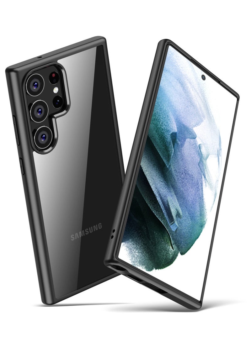 غطاء حماية غير لامع لهاتف سامسونج جالاكسي اس 23 الترا 5 جي بحجم 6.8 انش ،فضي شفاف واقي من الخلف ،مضاد لبصمات الأصابع (أسود) - Image 2