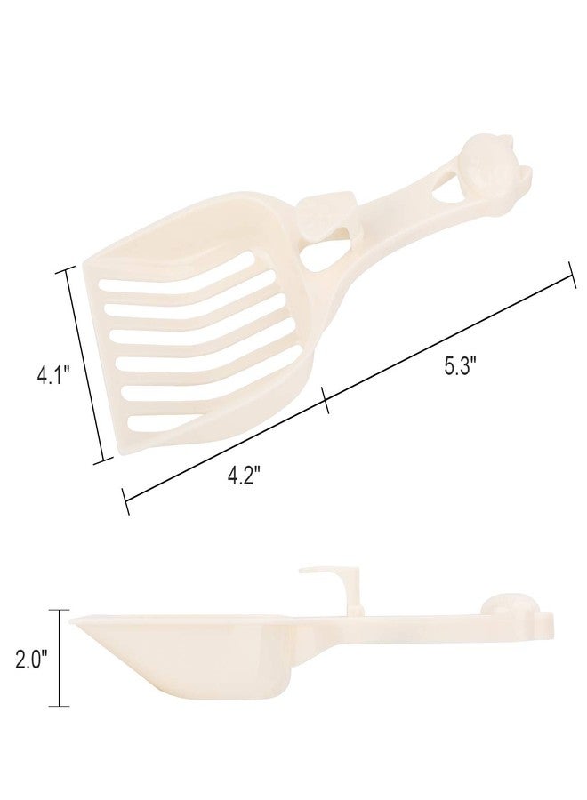 Depets Cat Litter Scoop, Litter Scoop with Wide Slats, Kitty Litter Scooper for Pine Pellets, Durable Plastic Litter Sifter Scoop - Designed for Easy Sifting, Milky White - Image 2