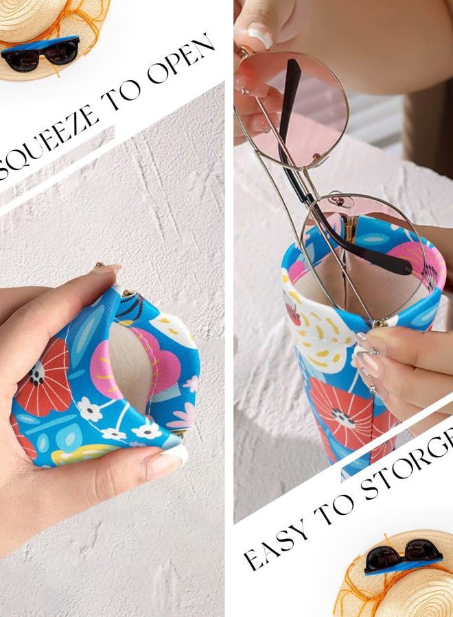 First-zgel 4 Pack Squeeze Top Sunglass Case with Cleaning Cloth, Soft Leather Eyeglass Case Portable Sunglasses Pouch - Image 3