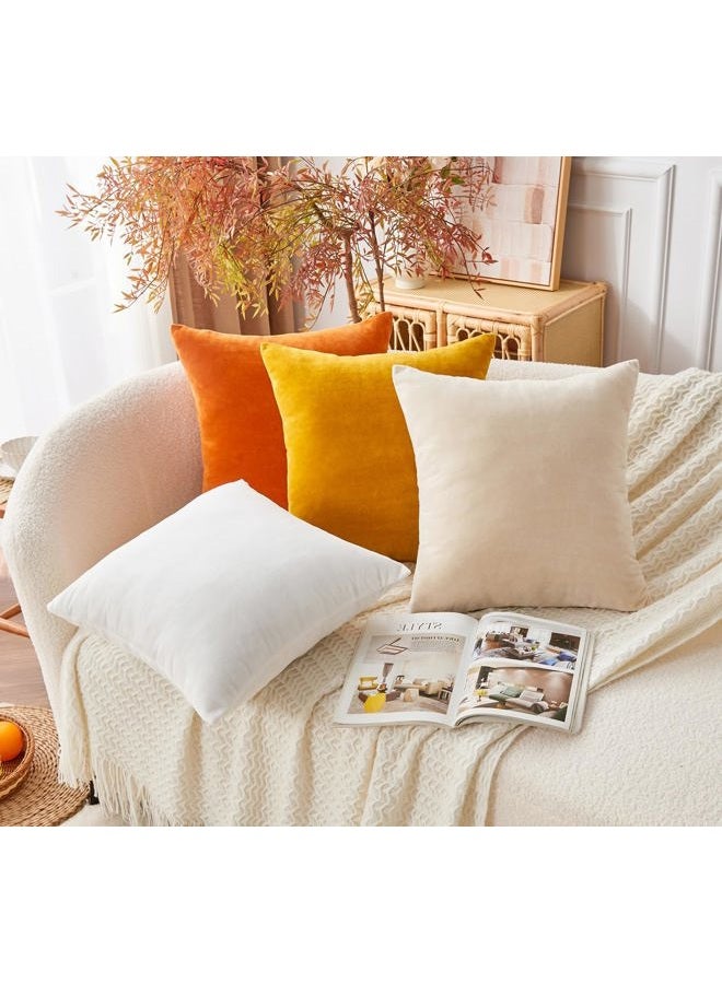 GriNeed Throw Pillow Covers Neutral Beige Set of 2 18x18 Inch Pillow Covers, Soft Velvet Farmhouse Decorative Pillowcases for Couch Sofa Bed, Home Boho Decor, Modern Cushion Covers - Image 5