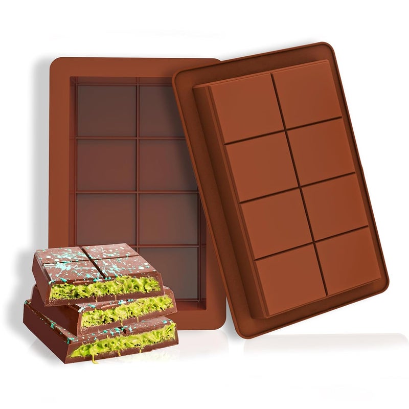 Husaini Mart HUSAINI MART 1 PC Silicone Dubai kunafa Chocolate Bar Molds Large Thick Chocolate Candy Molds 1 Inch Deep Stuffed Chocolate Bar Molds for Filling Homemade Knafeh Pistachio Chocolate Bar Snacks  - Image 1