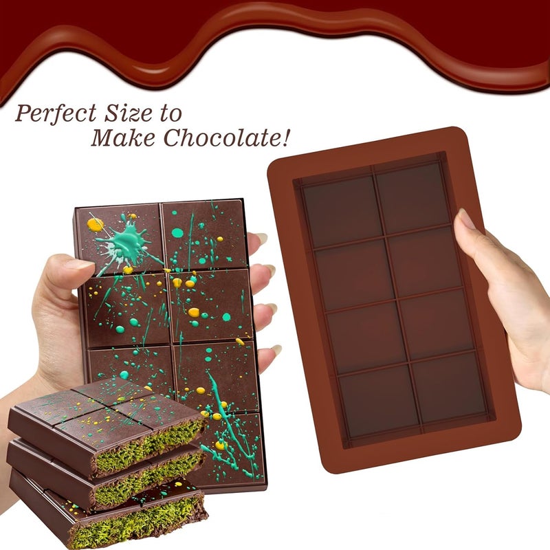 Husaini Mart HUSAINI MART 1 PC Silicone Dubai kunafa Chocolate Bar Molds Large Thick Chocolate Candy Molds 1 Inch Deep Stuffed Chocolate Bar Molds for Filling Homemade Knafeh Pistachio Chocolate Bar Snacks  - Image 5