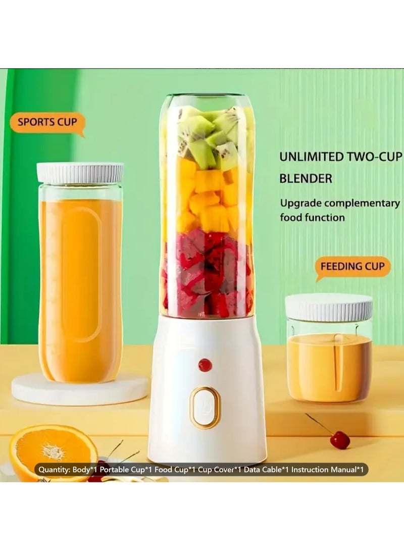 3pcs المحمولة خلاط ومجموعة عصارة ، USB قابلة للشحن ، تصميم كأس مزدوج للعصائر وهز ، مثالية للمنزل والسفر  - Image 1