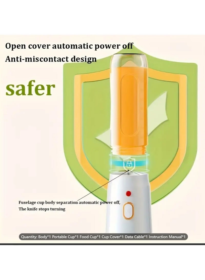 3pcs المحمولة خلاط ومجموعة عصارة ، USB قابلة للشحن ، تصميم كأس مزدوج للعصائر وهز ، مثالية للمنزل والسفر  - Image 2