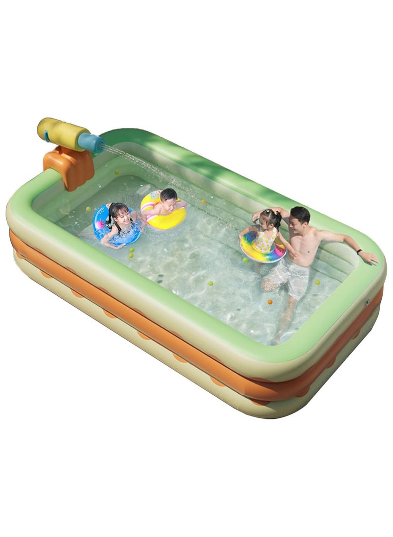 AUTOYSUR Inflatable Swimming Pool 3 Layers Foldable PVC Blowing Swimming Pool for Indoor Yard Family Paddling Pool Kids Inflatable Swimming Pool Outdoor Garden Pool for Family（Swimming pool+Water gun） - Image 1