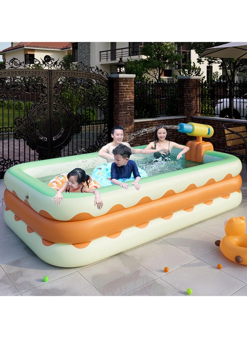 AUTOYSUR Inflatable Swimming Pool 3 Layers Foldable PVC Blowing Swimming Pool for Indoor Yard Family Paddling Pool Kids Inflatable Swimming Pool Outdoor Garden Pool for Family（Swimming pool+Water gun） - Image 2