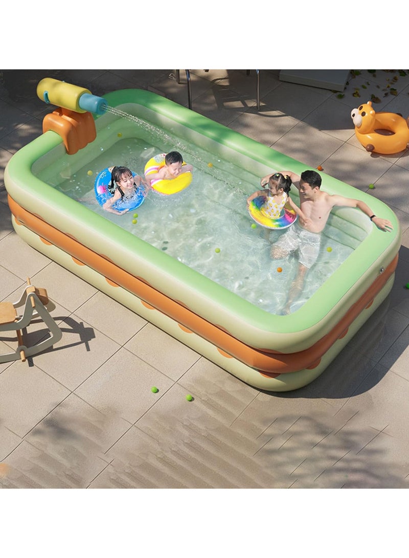 AUTOYSUR Inflatable Swimming Pool 3 Layers Foldable PVC Blowing Swimming Pool for Indoor Yard Family Paddling Pool Kids Inflatable Swimming Pool Outdoor Garden Pool for Family（Swimming pool+Water gun） - Image 5